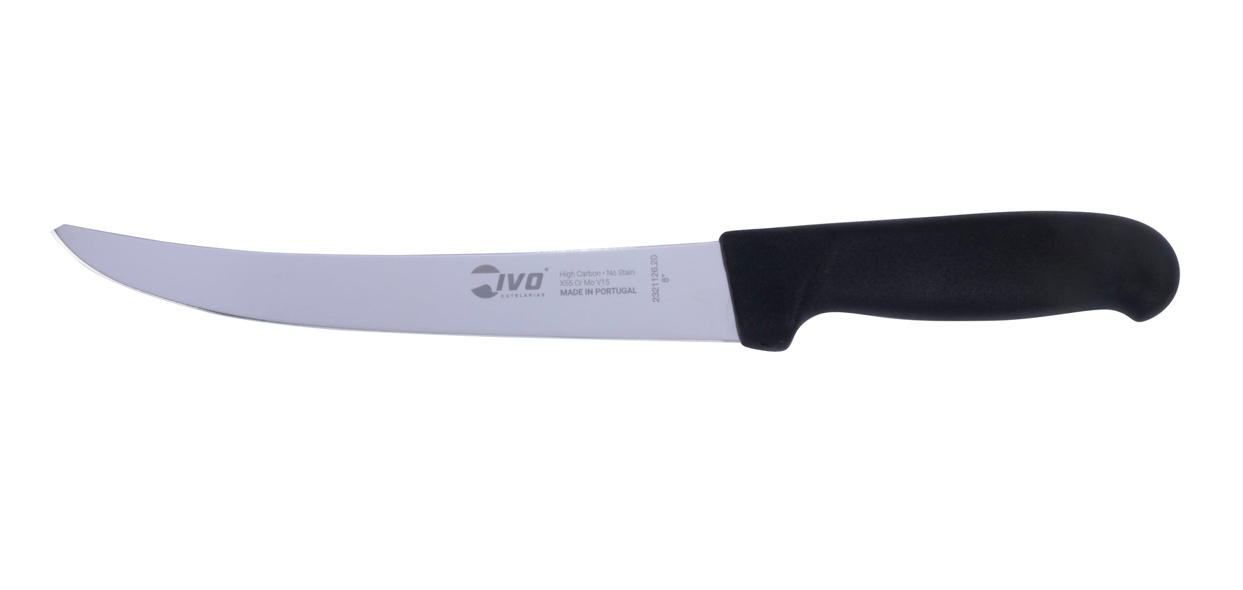 Cuchillo de carnicero curvo negro IVO Ergocut de 8" con punta de seguridad