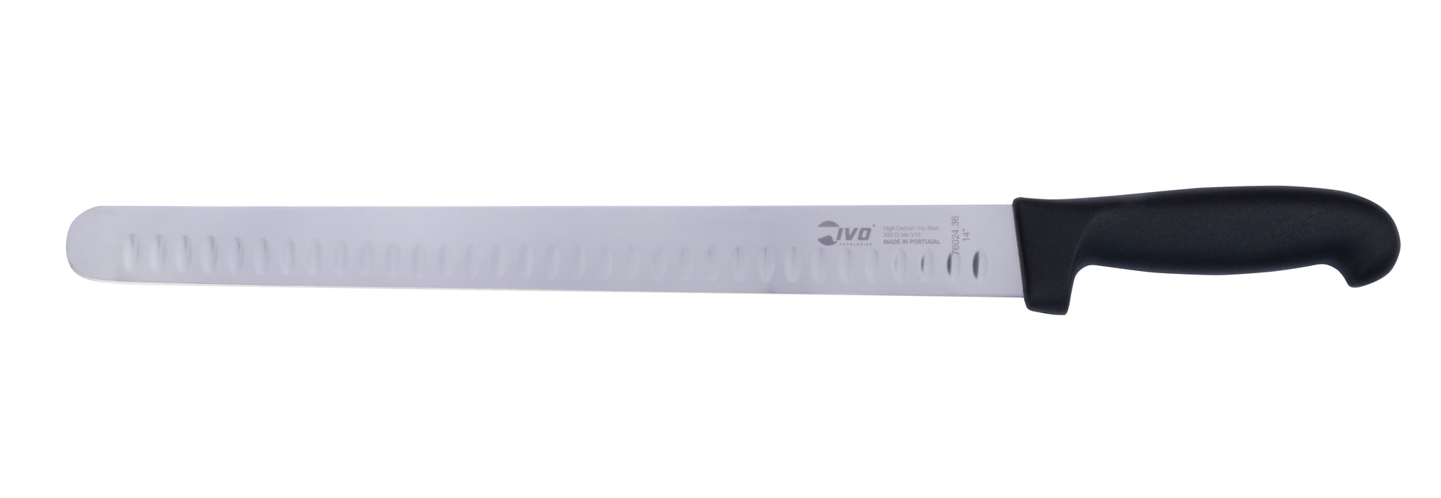 Cuchillo para salmón negro IVO ProEdge de 14" con Grantons