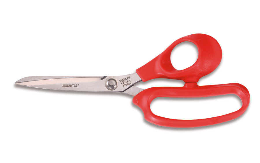 Wolff® 6187-LR RED 9" Ergonomix® Industrial Scissors - 6000 Series Stainless Steel Shears